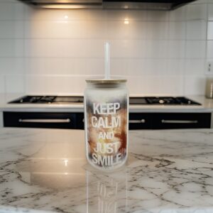 Keep Calm Frosted Glass Cup