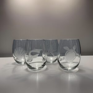 Sea shore stemless wine glasses